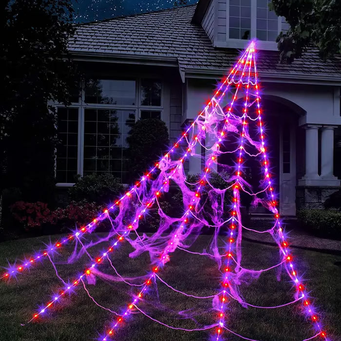 Giant Purple LED Halloween Web Lights