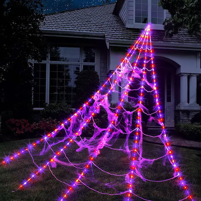 Giant Purple LED Halloween Web Lights