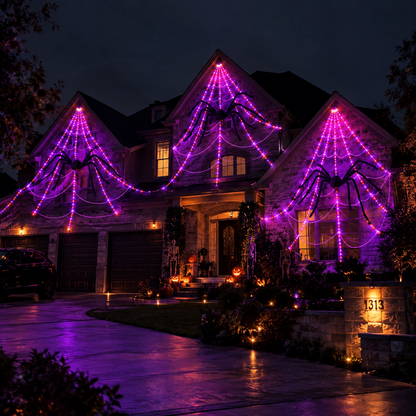 Giant Purple LED Halloween Web Lights