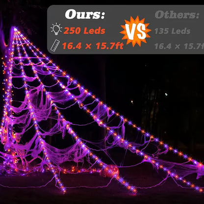 Giant Purple LED Halloween Web Lights