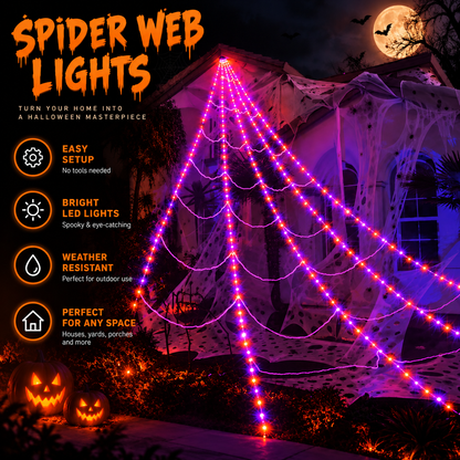 Giant Purple LED Halloween Web Lights