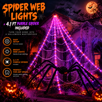 Giant Purple LED Halloween Web Lights