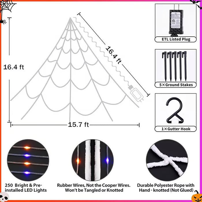 Giant Purple LED Halloween Web Lights